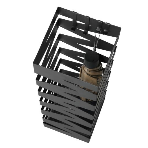 SONGMICS Fém Esernyőtartó, Négyszögletes Esernyőtartó Állvány, Kampókkal és