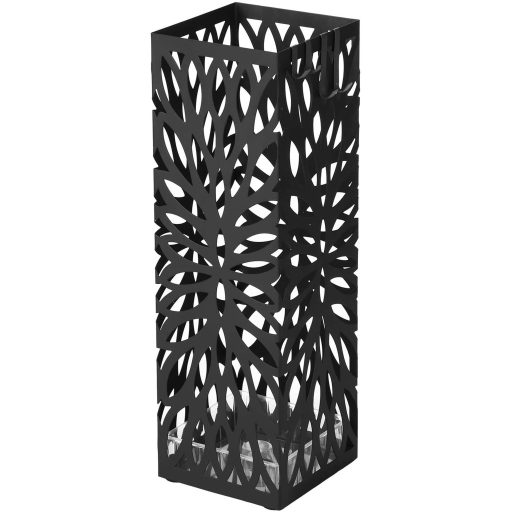 SONGMICS fém esernyőtartó, modern négyzet alakú esernyőtartó állvány, 15,5 x 15,5 x 49 cm,