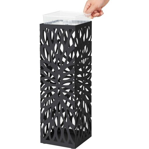 SONGMICS fém esernyőtartó, modern négyzet alakú esernyőtartó állvány, 15,5 x 15,5 x 49 cm,