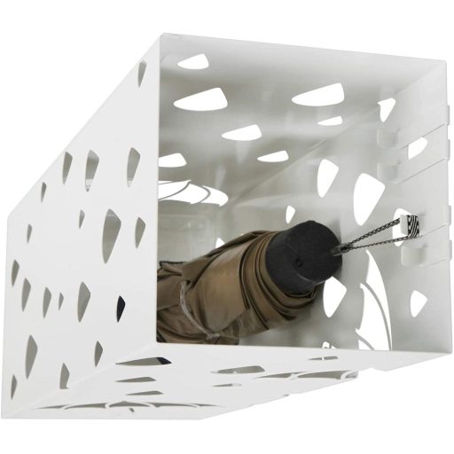 SONGMICS Fém Esernyőtartó, Négyszögletes Esernyőállvány Csepegtetőtálcával és 4