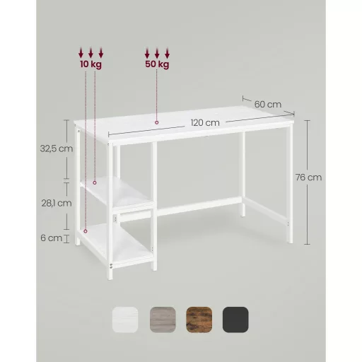Íróasztal polcokkal, fehér120x60x75cm