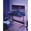 VASAGLE Gaming Asztal LED világítással és hálózati csatlakozóval, Gamer Asztal,