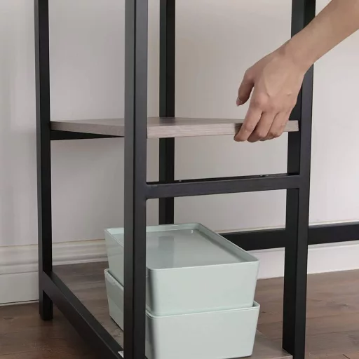 Sarok íróasztal polcokkal, greige 138x138x76cm