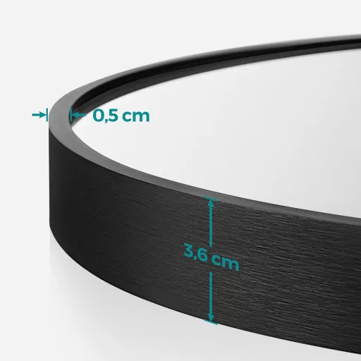 SONGMICS LWM102B01 Kerek Fali Tükör Fürdőszobai Tükör 61 cm Átmérőjű Fém Keret Nappaliba