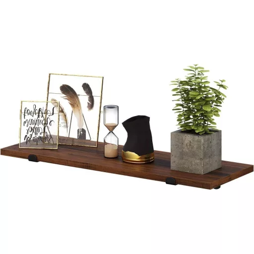 SONGMICS Fali Polcok Készlet 2 db, 60 x 20 x 7 cm, Lebegő Polcok, Dekoratív Polcok, Retro