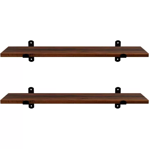 SONGMICS Fali Polcok Készlet 2 db, 60 x 20 x 7 cm, Lebegő Polcok, Dekoratív Polcok, Retro
