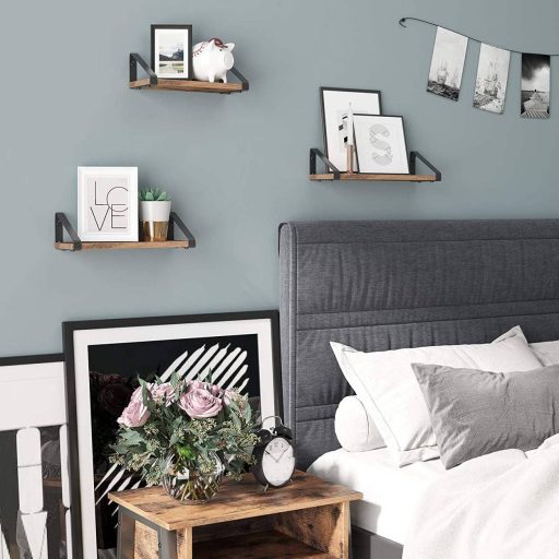 VASAGLE Fali Polcok, Ipari Stílusú Lebegő Polc Fali Rögzítéssel, 3 Darabos Készlet, Stabil