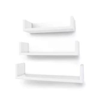 SONGMICS 3 darabos modern fali polc szett, lebegő MDF tárolópolcok magasfényű felülettel és