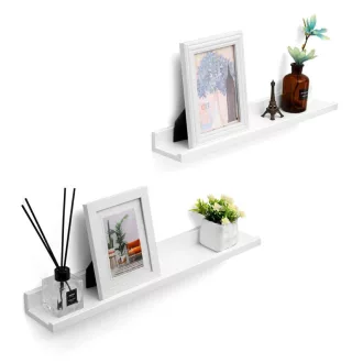SONGMICS Lebegő Polcok Készlet 2 darab, Fali Polcok Magasfényű Felülettel, 60 x 10 cm,