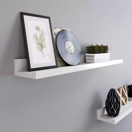 SONGMICS Lebegő Polcok Készlet 2 darab, Fali Polcok Magasfényű Felülettel, 60 x 10 cm,