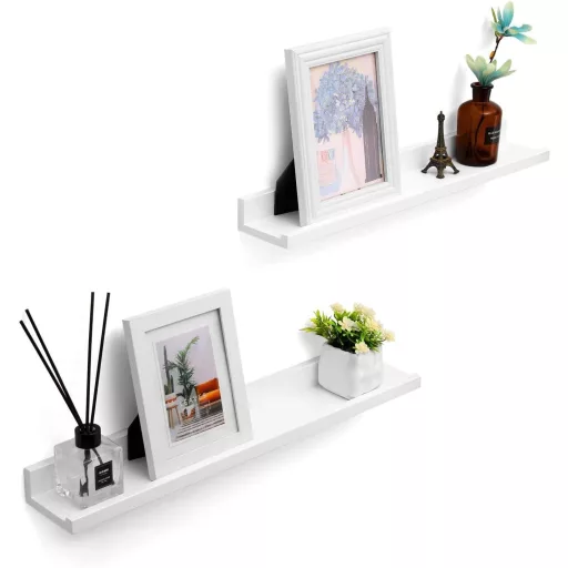 SONGMICS Lebegő Polcok Készlet 2 darab, Fali Polcok Magasfényű Felülettel, 60 x 10 cm,