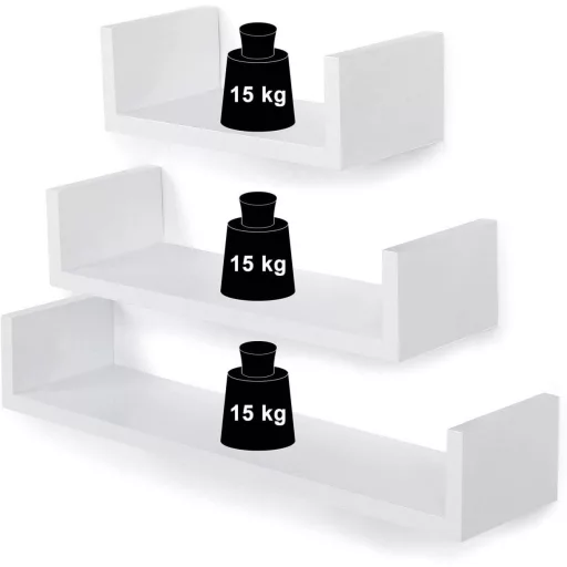 SONGMICS 3 darabos fali polc szett, lebegő polcok, 30, 45, 60 cm, fényes felület, dekoratív,