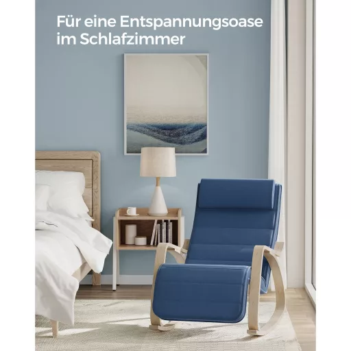 SONGMICS LYY010Q01 Nyírfa Hintaszék Karfákkal, 5 Pozícióban Állítható Lábzsámollyal, Max.