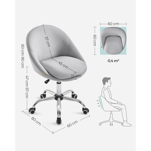 SONGMICS Homeoffice OBG020G01 Forgószék, Íróasztali Szék, Habpárnázás, Magasságban
