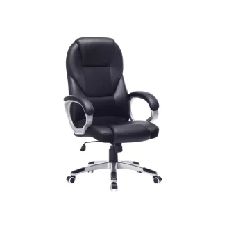   Irodai szék, forgószék, ergonomikus, műbőr, kerekekkel, fekete