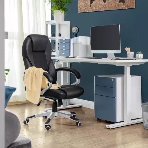 Irodai szék, forgószék, ergonomikus, műbőr, kerekekkel, fekete