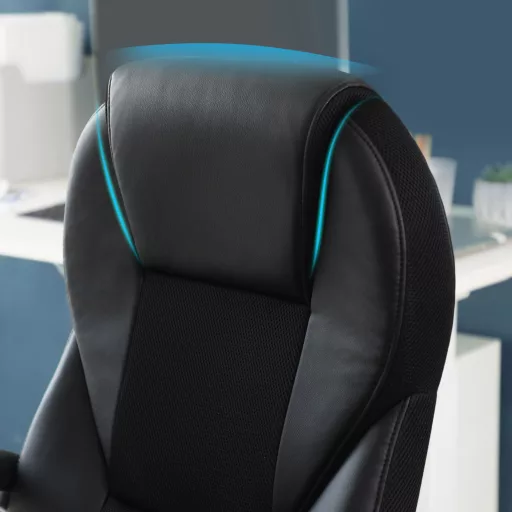Irodai szék, forgószék, ergonomikus, műbőr, kerekekkel, fekete