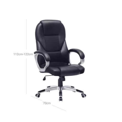 Irodai szék, forgószék, ergonomikus, műbőr, kerekekkel, fekete