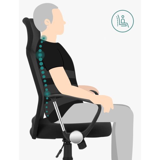 SONGMICS OBN034B01 Irodai Szék Ergonomikus Forgószék Párnázott Ülés Szövet Huzat