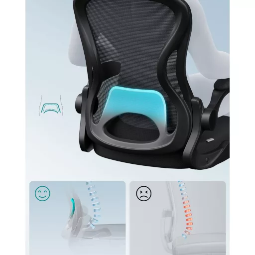 Irodai forgószék, ergonomikus, hálós háttámlával, hintázó, fekete