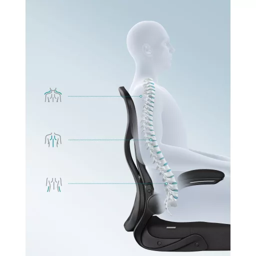 Irodai forgószék, ergonomikus, hálós háttámlával, hintázó, fekete