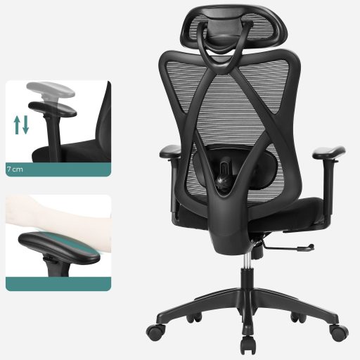 SONGMICS Irodai Szék, Ergonomikus Íróasztali Szék, Számítógépes Szék, Hálós Szék,