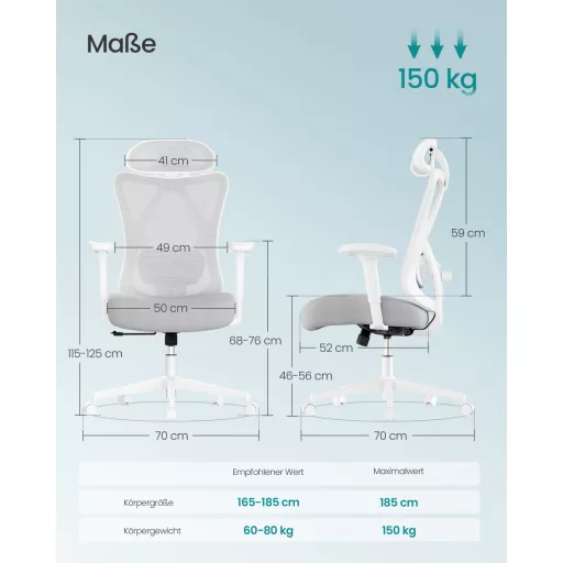 Irodai ergonomikus szék, állítható hálós háttámlával, galambszürke szövet