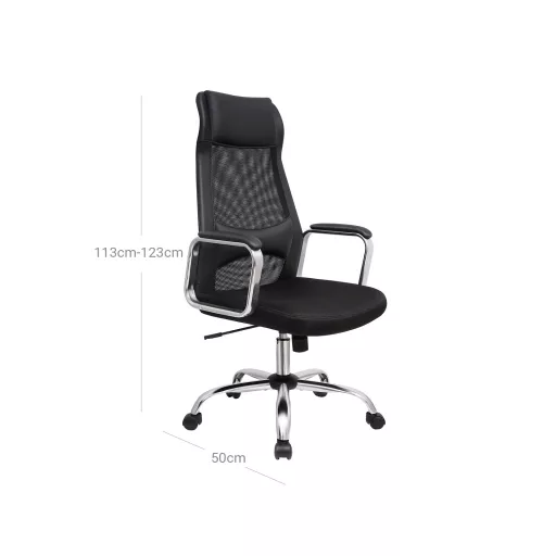 Irodai ergonomikus szék, fej- és deréktámasszal, fekete
