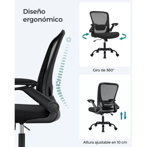 Irodai ergonomikus szék, deréktámasszal és hintázó funkcióval, fekete
