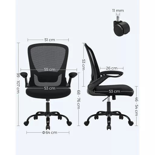 Irodai ergonomikus szék, deréktámasszal és hintázó funkcióval, fekete