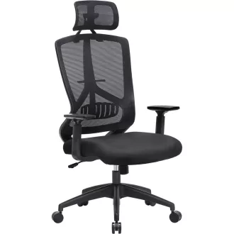   Irodai ergonomikus szék, deréktámasszal, fejtámasszal és hintázó funkcióval, fekete