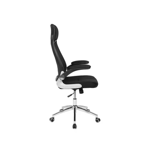 Irodai ergonomikus szék kar- és fejtámasszal, fekete