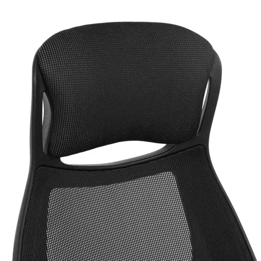 Irodai ergonomikus szék kar- és fejtámasszal, fekete