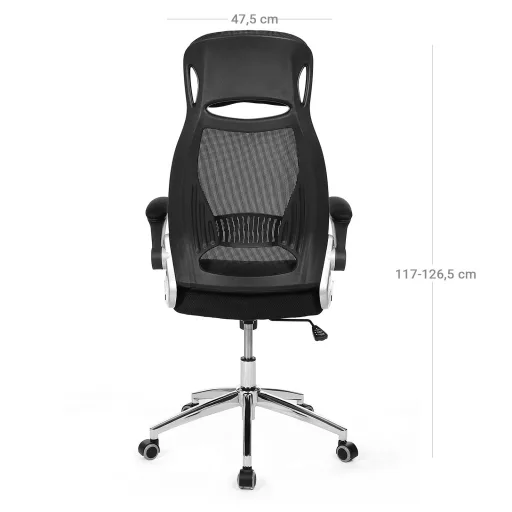 Irodai ergonomikus szék kar- és fejtámasszal, fekete