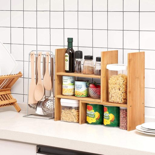 SONGMICS Asztali Rendező, 3 Alkalmazkodó Modul, Helytakarékos DIY Asztali Polc, Kis Könyvespolc