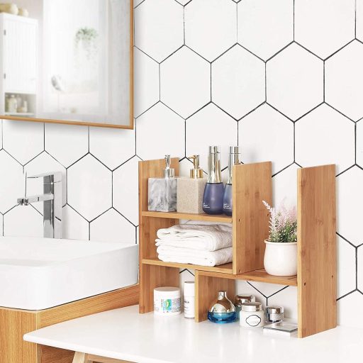 SONGMICS Asztali Rendező, 3 Alkalmazkodó Modul, Helytakarékos DIY Asztali Polc, Kis Könyvespolc