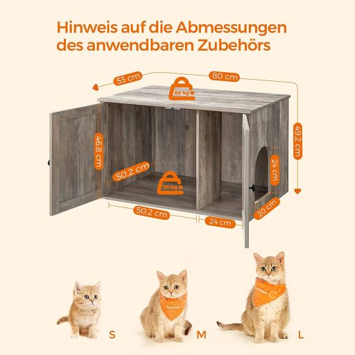 FEANDREA Greige PCL002G01 Macskaalom Tálca Szekrény Ajtókkal Macskaalom Tálcához Macskaház