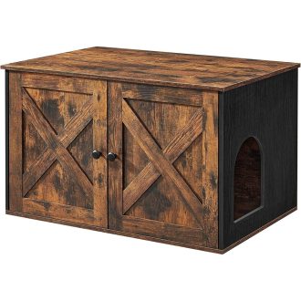 FEANDREA PCL002X02 Macskaalom Tálca Ajtókkal, Vintage Barna / Fekete