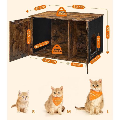 FEANDREA PCL002X02 Macskaalom Tálca Ajtókkal, Vintage Barna / Fekete