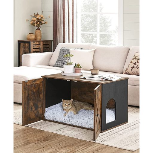 FEANDREA PCL002X02 Macskaalom Tálca Ajtókkal, Vintage Barna / Fekete