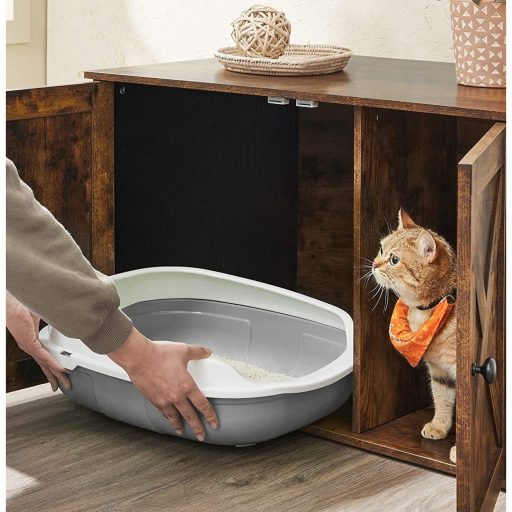 FEANDREA PCL002X02 Macskaalom Tálca Ajtókkal, Vintage Barna / Fekete