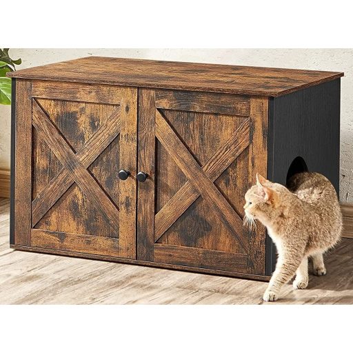 FEANDREA PCL002X02 Macskaalom Tálca Ajtókkal, Vintage Barna / Fekete