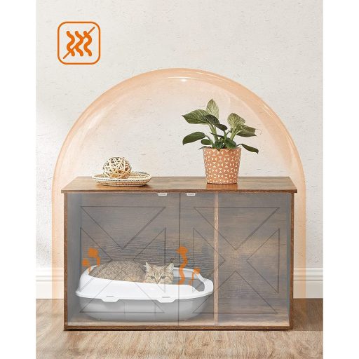 FEANDREA PCL002X02 Macskaalom Tálca Ajtókkal, Vintage Barna / Fekete