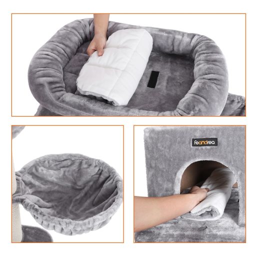 FEANDREA Macskafa, Macskatorony XXL Plüss Pihenővel, Macskakondó Állítható Egységekkel,