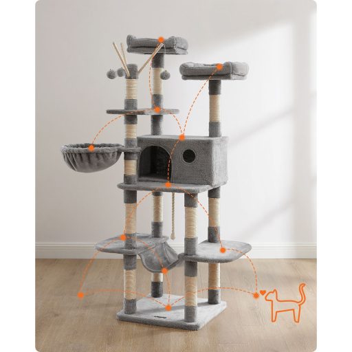 FEANDREA Macskafa, XXL Macskakondó, 164 cm, Világosszürke PCT087W01