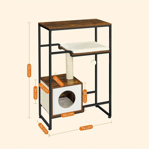 FEANDREA PCT112X01 Macskakaparó Oszlop 2 az 1-ben Bútor Vintage Barna