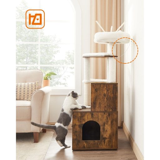 FEANDREA PCT113X01 Macskakaparó oszlop alomtálcával, vintage barna