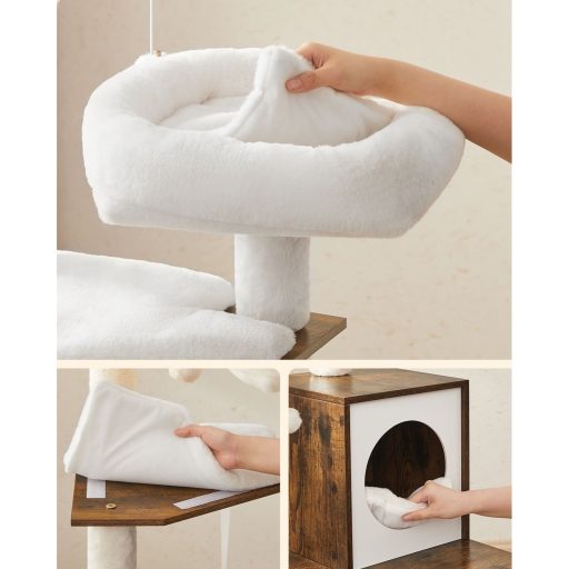 FEANDREA PCT113X01 Macskakaparó oszlop alomtálcával, vintage barna