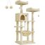 FEANDREA Macskafa, Stabil Macskatorony, 2 Plüss Pihenőhely, 143 cm, Bézs PCT15BE