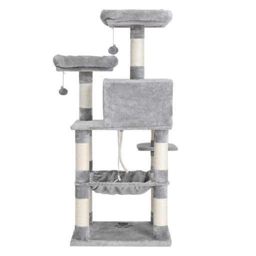 FEANDREA Macskafa, Stabil Macskatorony, 2 Plüss Pihenőhely, 143 cm, Világosszürke PCT15W